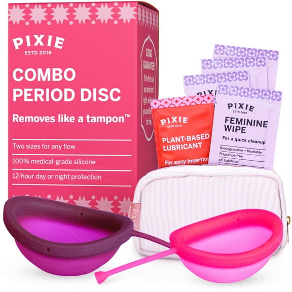 2 Menstrual Discs - No Metals or Toxins - 100% Medical-Grade Silicone - Ranked 1 for Most Soft Reusable Period Disc - Removes Like a Tampon - Wear 12 Hours - Capacity of 3 and 7 Tampons