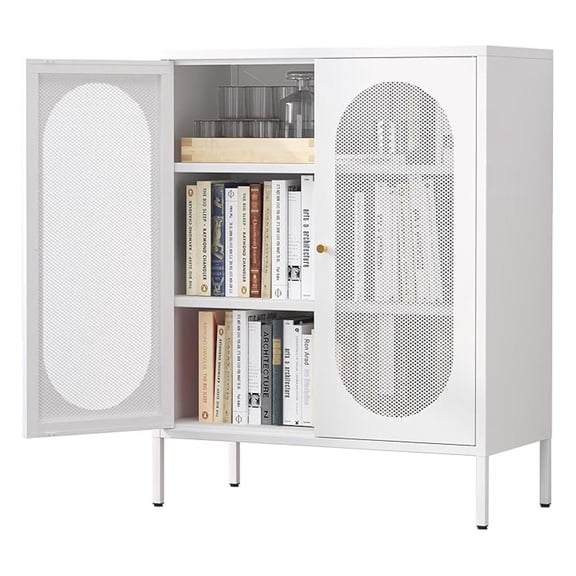 2 Mesh Door Accent Cabinet, Storage Cabinet with Doors and Shelves,Locker Sideboard Buffet Cabinet,Kitchen Pantry&Cupboard&Coffee Bar Cabinet&Nightstand for Home, Office, Entryway,LivingRoom