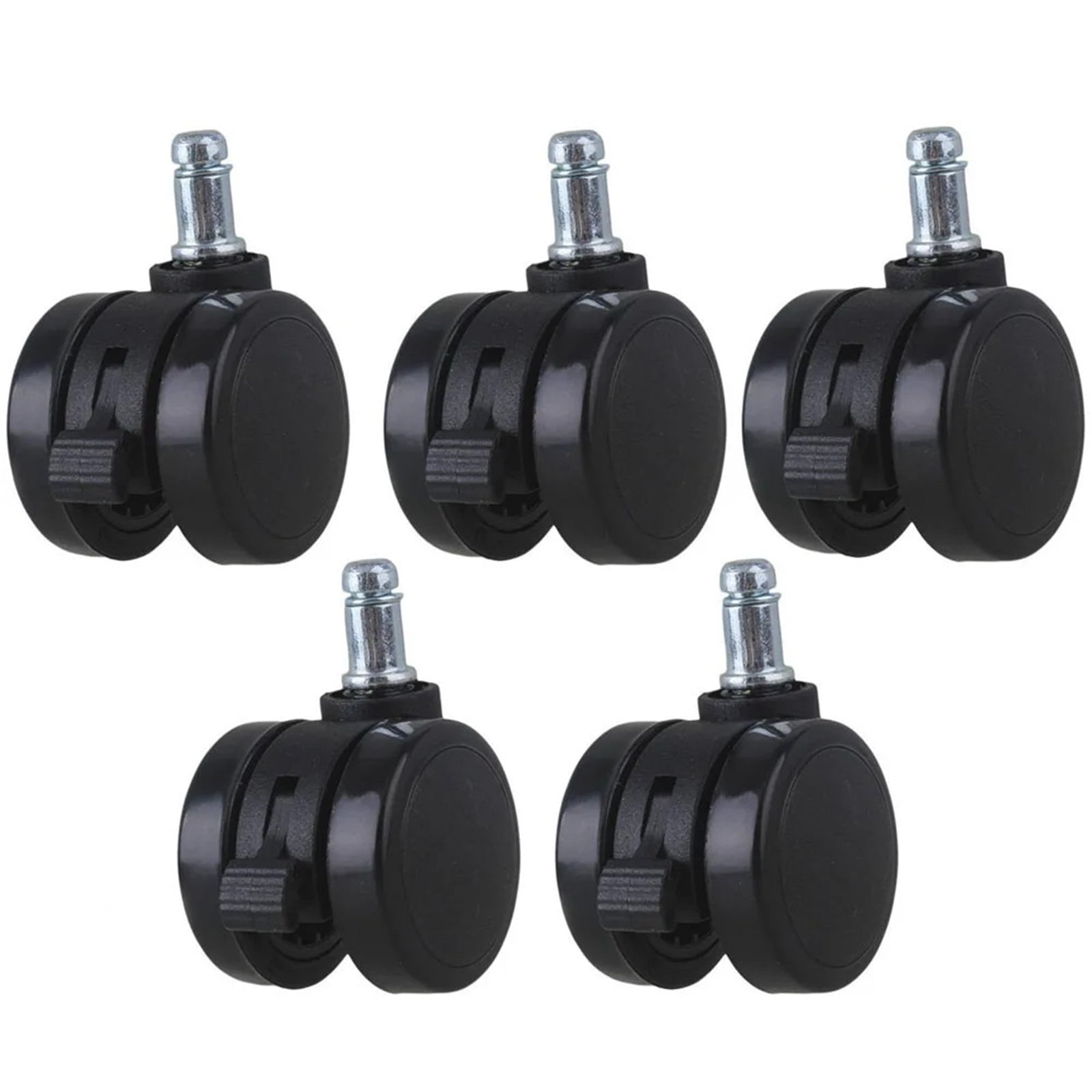 2" Metal PU Office Chair Swivel Casters Furniture Wheels Grip Ring Stem With Brake For Sofa Bed Goods Shelf Storage Rack 5Pcs ,Reliable