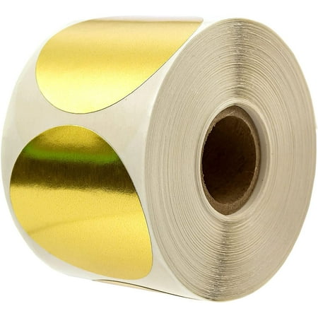 2" Metallic Gold Color Coding Stickers / 500 Round Shiny Gold Foil Labels / Made In The USA