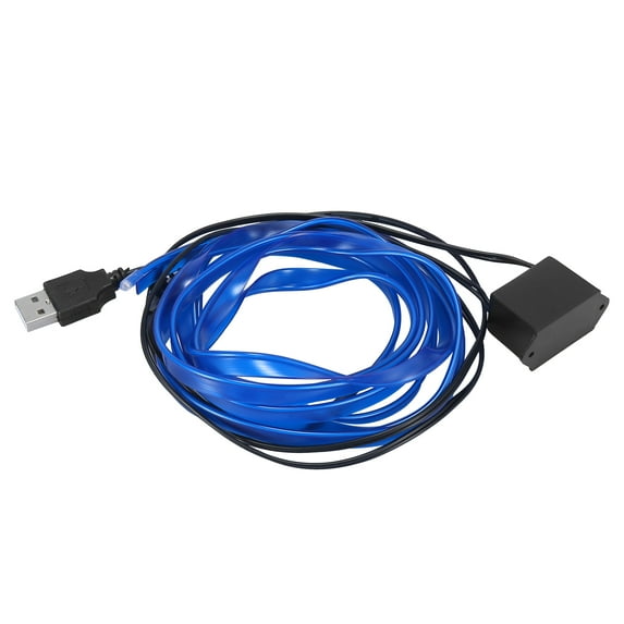 2 Meter/6ft Interior USB Neon EL Wire String Strip Blue Cold Light Glow String Strip Set for Car