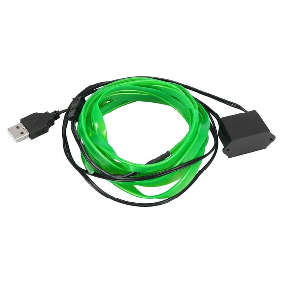 2 Meter/6ft Interior USB Neon EL Wire String Strip Green Cold Light Glow String Strip Set for Car