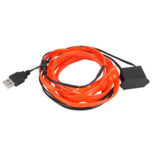 2 Meter/6ft Interior USB Neon EL Wire String Strip Orange Cold Light Glow String Strip Set for Car