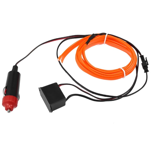 2 Meter/6ft Neon EL Wire String Strip Orange Cold Light Glow Strip w/ Cigarette Lighter for Car Interior Decoration