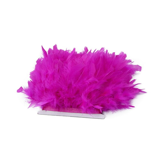 2-Meter Natural Turkey Feather Trim, 4-6 inch Wide Rosy Feather Fringe for Costume Accessories, Wedding Decor, Party Supplies and DIY Crafts