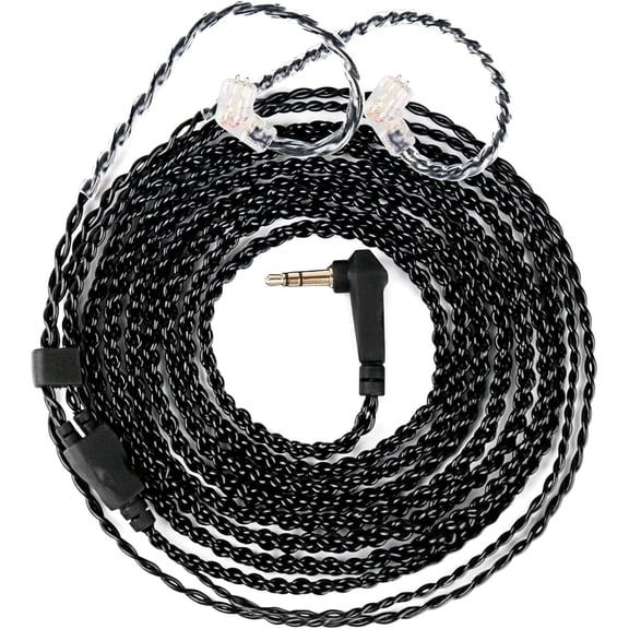 2 Meter QDC in Ear Monitor Cable CCA CRA IEM Extension Headphone Cords for EDX PRO/Castor/KZ ZS10 PRO/ZAR/ZAX/ZAS/AS16/ZSNPRO, CCZ 4N OFC Silver-Plated Wire (Inky, Recessed Pins, 3.5mm Plug)