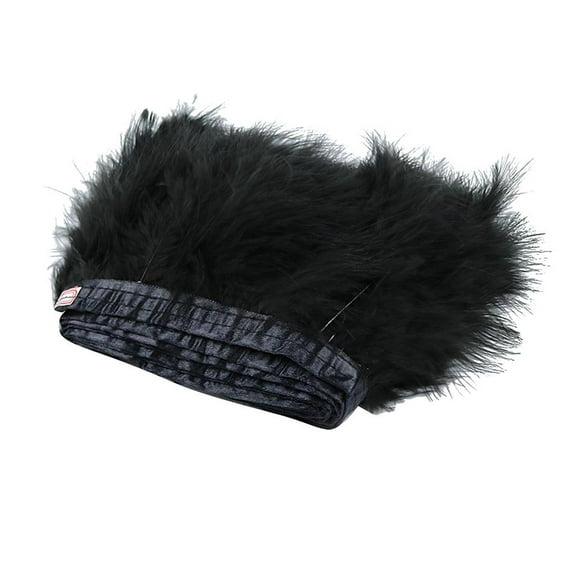 2 Meters Long Gorgeous Turkey Feather Fringe Trims Ribbon in Width for Home Wedding Party Decoration Sewing Dressmaking- -dyed black