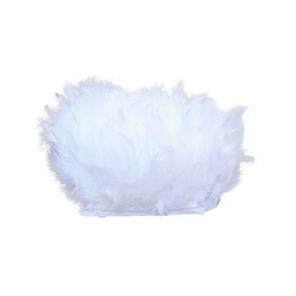 2 Meters Natural Turkey Feather Trims Fluffy Feather Fringe for Costumes, Dresses, Party, Wedding, DIY Craft, 4-6in Width, White