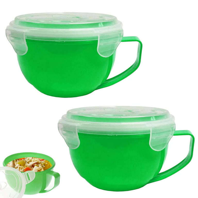 2 Microwave Plastic Bowl With Vent Lid Mug Food Containers 30oz Dishwasher  Safe 