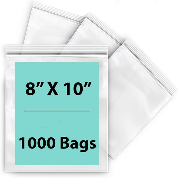 2 Mil Clear Reclosable Zipper Poly Bags with Resealable Zip Top Lock -8 x 10- (1000 Bags)