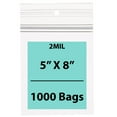 thumbnail image 1 of 2 Mil Hang Hole Clear Plastic Polypropylene Zip Bags - 5 x 8 & (1000 Bags), 1 of 7