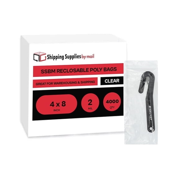 SSBM Clear Reclosable Poly Bags 4" x 8" 2 Mil Dust-Resistant For Food, Snack and Household Storing 4000 Pieces