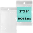 thumbnail image 1 of 2 Mil Reclosable Hang Hole Zipper Bag with Resealable Top Seal - 2 x 8 & (1000 Bags), 1 of 7