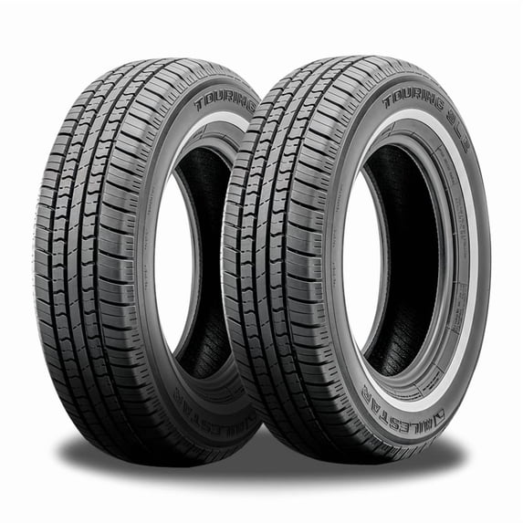2 Milestar MS775 P215/75R15 100S Tire White Side Wall Classic Vintage All Season 24000086 / 215/75/15 / 2157515