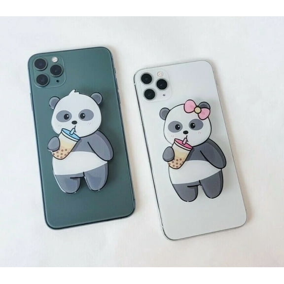 2 Milk Tea Boba Panda Cell Phone Holder Grips - For Him, Her Or Yourself - Cute!