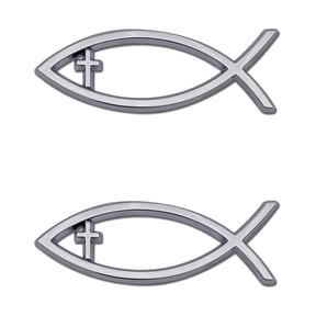 2 Mini Christian Fish OEM Chrome Emblems for Motorcycles, Watercrafts, and Decorations - Universal Fit at 2.5" x 0.8" - All Weather - 2-Pack