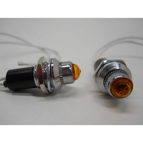 (2) Mini Classic Car Truck Dash Switch Indicator Pilot Lights / Amber Lights