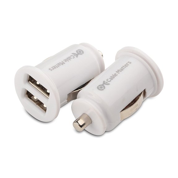 (2) Mini Dual USB Car Charger 2 Port Cigarette Lighter DC Power Phone Adapter