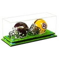 thumbnail image 1 of 2 Mini Football Helmet Display Case (not full size) - Better Display Cases - Clear Acrylic Plexiglass with Blue Risers and Turf Base (A019-BLR), 1 of 7