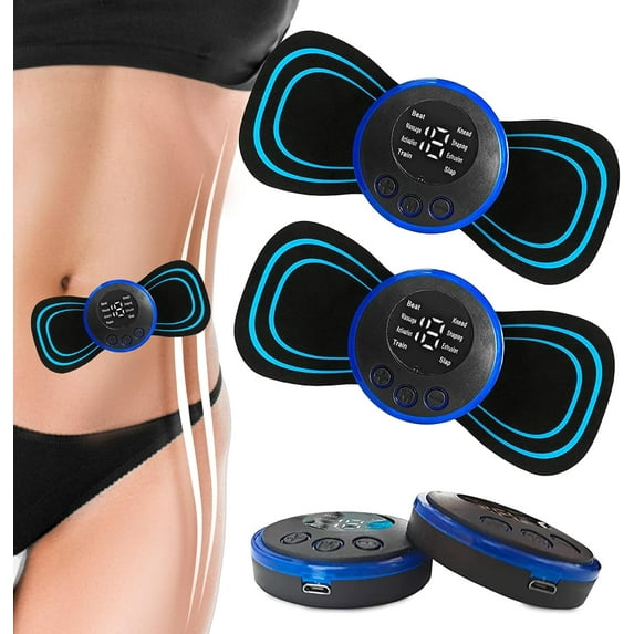 2 Mini Muscle Body Massager Host with 2 Replaceable Pads and 19 Speed 8 Modes for Pain Relief for Full Body and Relaxation of Arm, Leg Shoulder, Waist