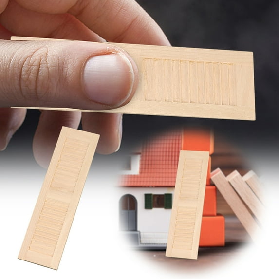 2 Miniature Dollhouse Shutters Wooden 1:12 Scale DIY Window Decoration Classic Furniture Set Arts And Crafts for Kids 4-6 Party Diy Crafts for Kids Bulk Kids Arts And Crafts Ages 4-8 Kids Arts And