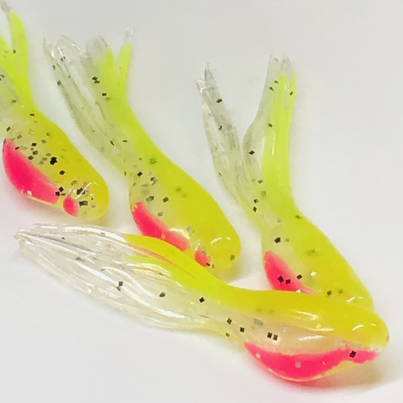 2" Minnow Crappie Tube Lures 20 pack Chartreuse Minnow Pink Belly