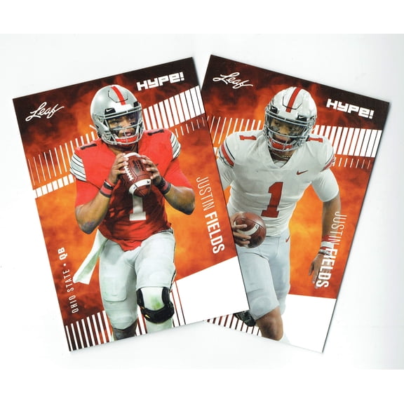 2) Mint Rookie Card Lot Justin Fields 2021 Leaf HYPE! #50 Only 5000 Made! Bears