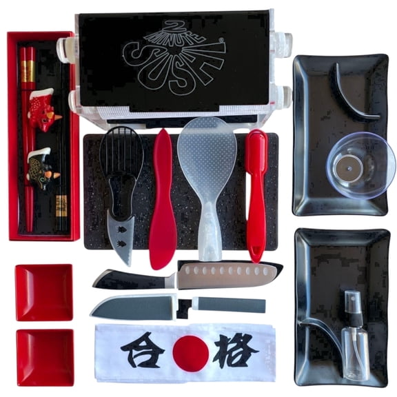 2 Minute Sushi Making Kit High Quality Acrylic and Non-Stick Silicone Sushi Rolling Machine 18 pcs