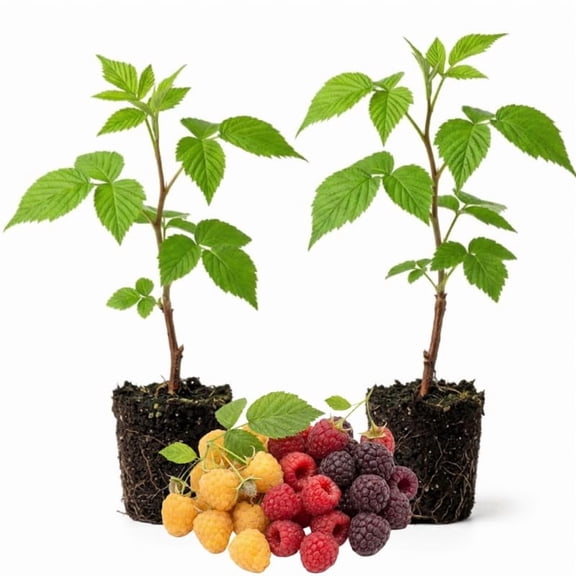 2 Mix Raspberry Live Plants, 5-9 Inch Tall Berry Bushes