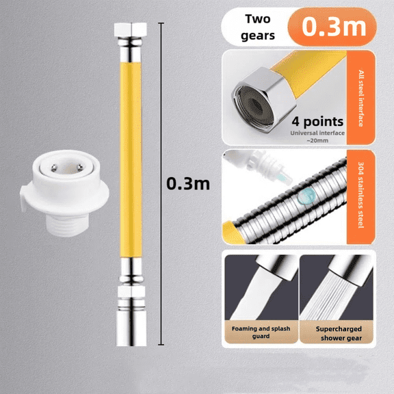 2 Mode Faucet Extension Extender Adjust Stainless Steel Water Tap Pipe Tube Splashproof Free Bending Faucet Extension Tube