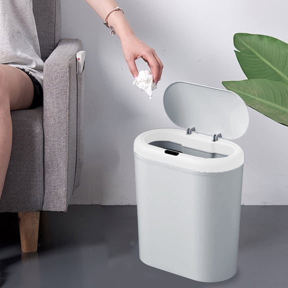 2-Mode Sensor Trash Can, Touchless Automatic Kitchen Bin with 12.5L Capacity, Hands-Free Motion & Kick-to-Open Lid for Kitchen, Living Room, Office - Beige, Coffee, Gray