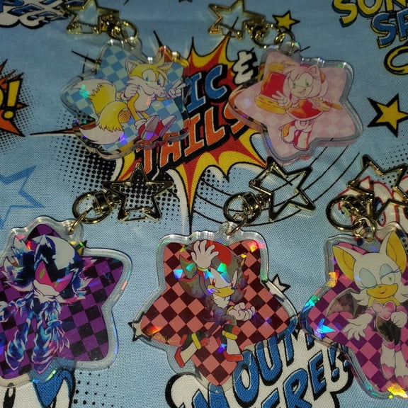 2" Modern Acrylic Charm Sonic Shadow Amy Rose Hedgehog Tails Rouge Bat Mephiles the Dark (1 keychain)