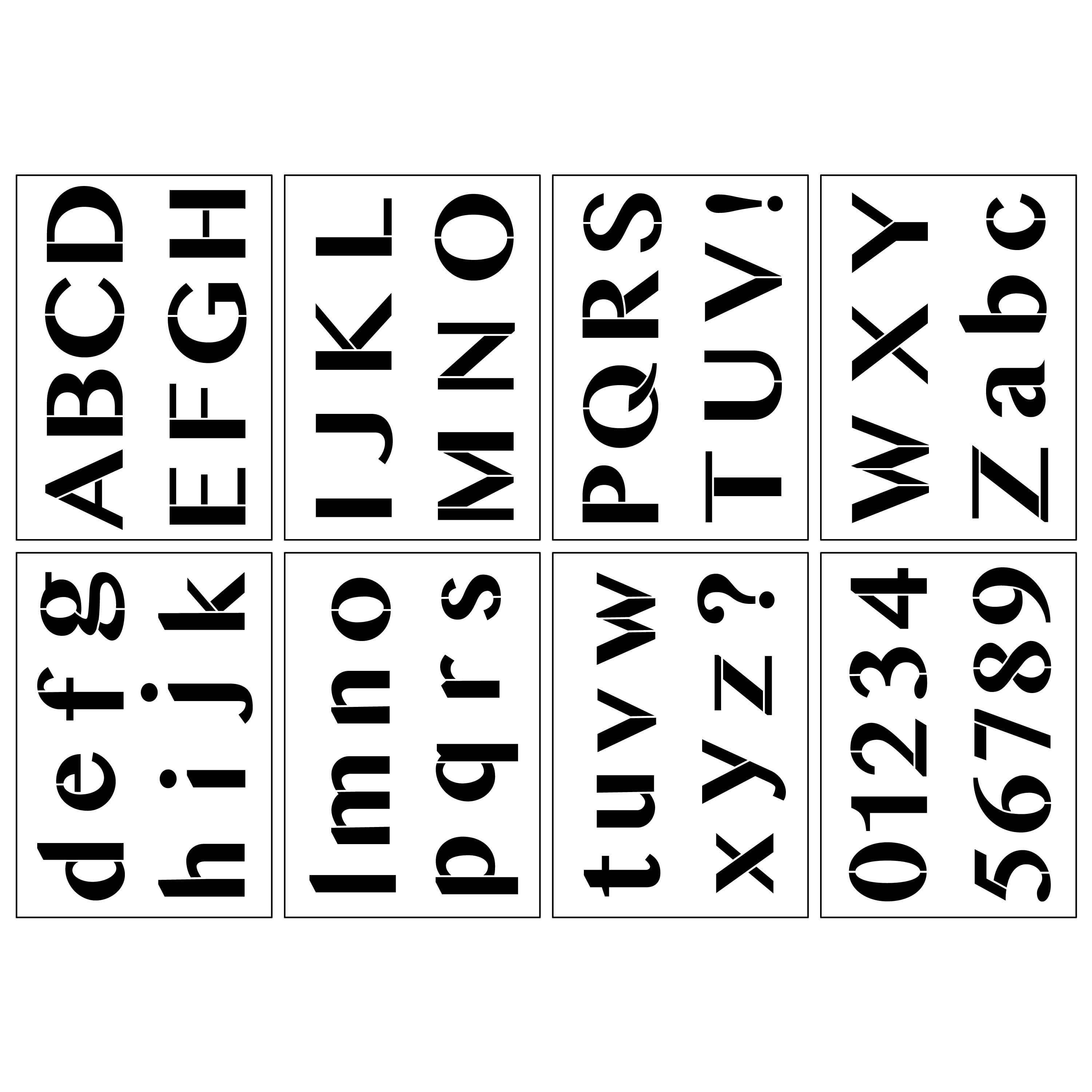 Craft Smart 2" Modern Sans Serif Alphabet Stencils - Reusable Plastic Stencil Sheets with 64 Clean-Line Letter Designs per Pack, Ideal for DIY Crafts & Decor, 6 Pack