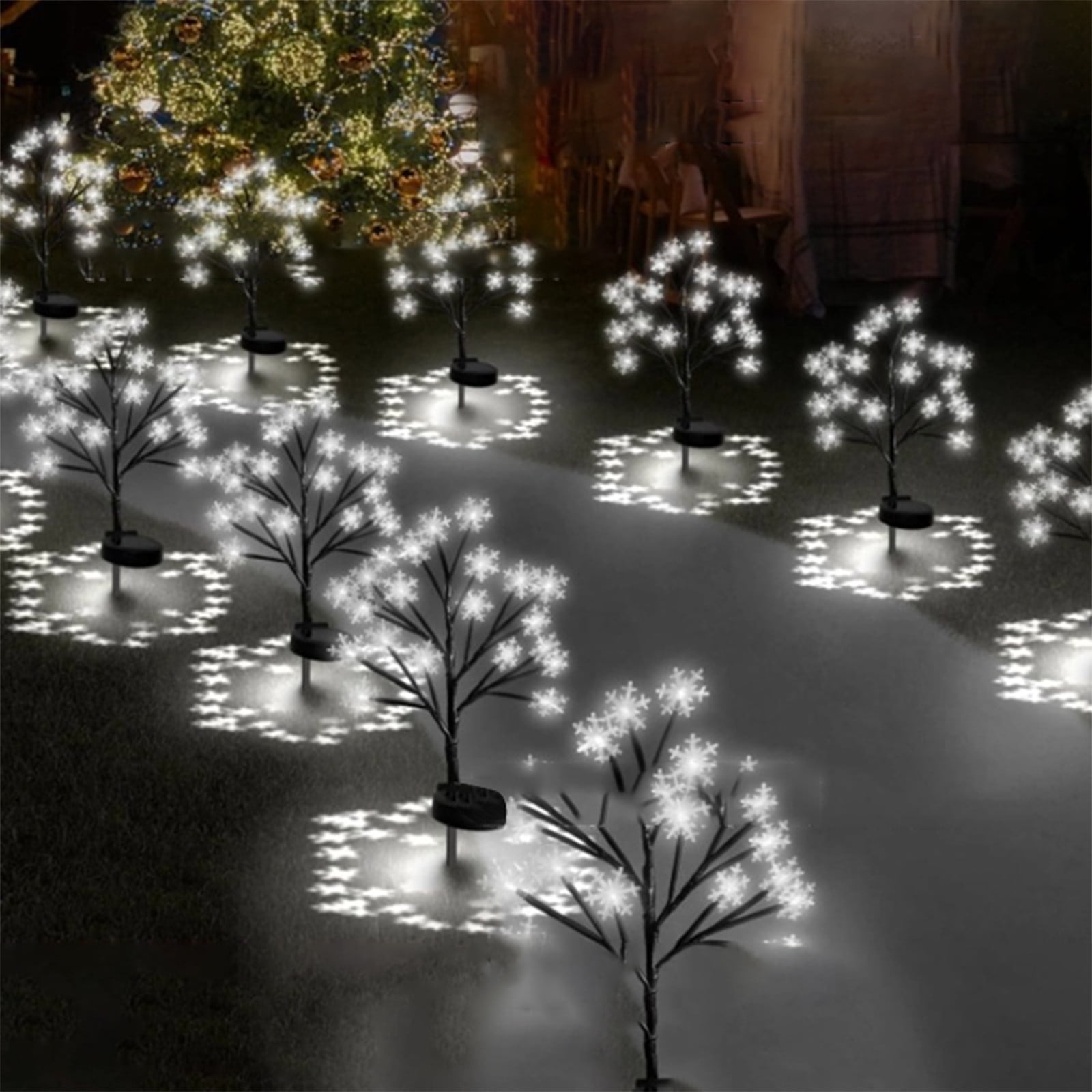 2 Modes Outdoor Christmas Lights, 25.6in CXALSSY C9 LED Solar Christmas