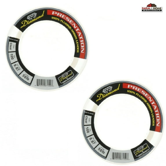(2) Momoi Diamond 100% Fluorocarbon Fishing Leader Line 50lb 100yds Clear ~ NEW