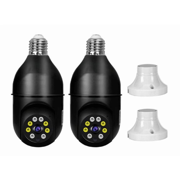 2 Monitoring Security Cameras 360 Bulb Infrared Wireless Wifi 1080P IP66