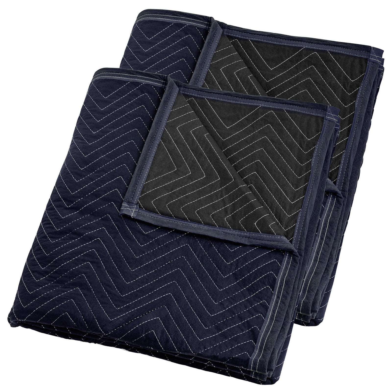 2 Moving Blankets Furniture Pads Pro Economy Navy Blue and Black 80