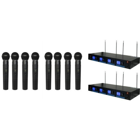 2 Mr Dj MICVHF-8800 4 Channel Professional PA/DJ/KTV/Karaoke VHF Handheld Wireless Microphone System with Digital Receiver