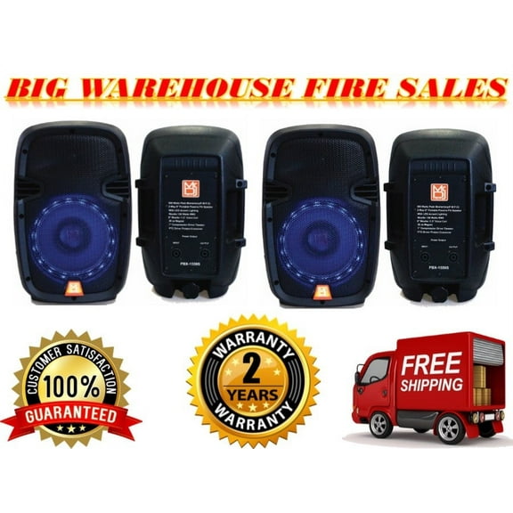 2 Mr. Dj PBX1559S 8" 2 Way Portable Passive Speaker with LED Accent Lighting