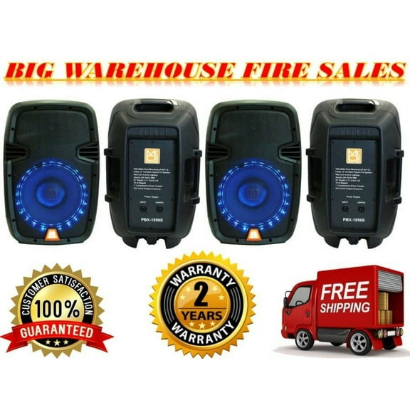 2 Mr Dj PBX1859S 10 Inch 2Way Portable Passive Speaker with LED Accent Lighting