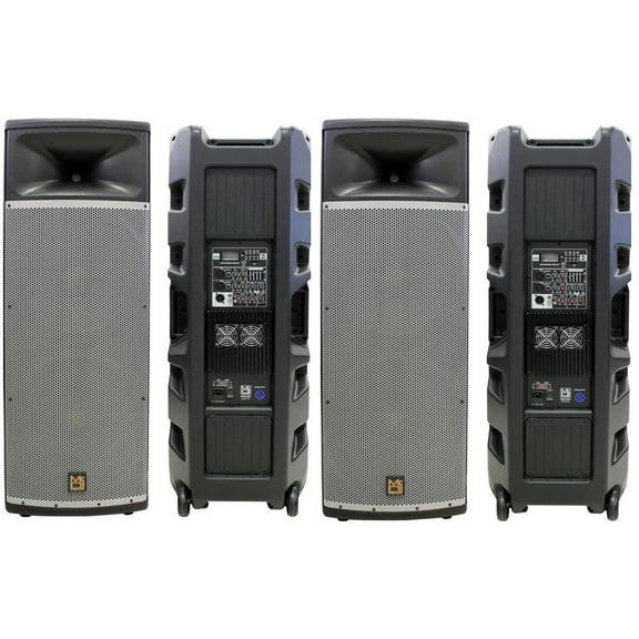 2 Mr Dj PRO215BT PA DJ Powered Speaker<br>Professional PRO PA DJ Dual 15" 3-Way Full-Range Powered/Active DJ PA Multipurpose Live Sound Loudspeaker