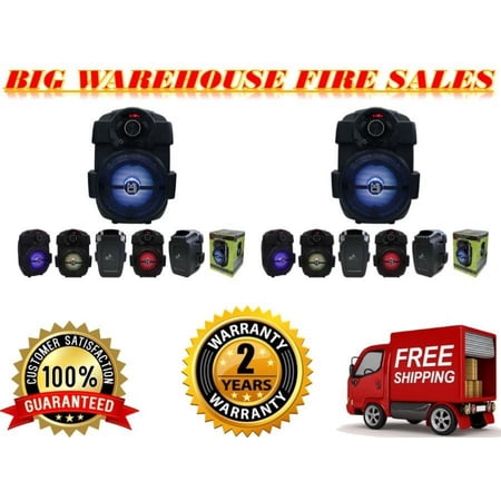 2 Mr Dj PSE-65BT 6.5" Rechargeable PA Speaker Bluetooth USB/AUX/FM/RGB LED Light