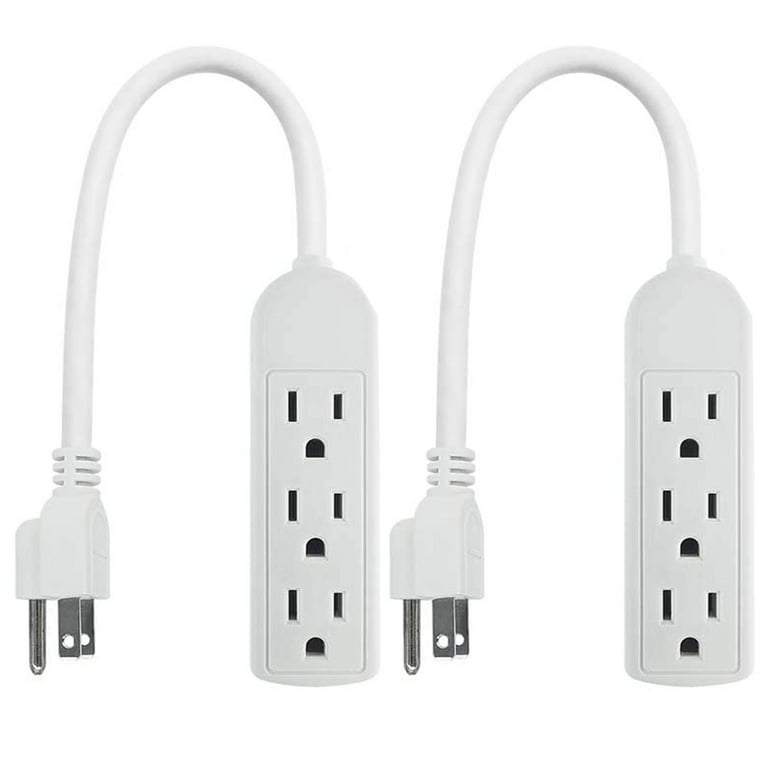 2 Multi Plug Extension Cord 3 Outlet Power Strip Grounded Adapter