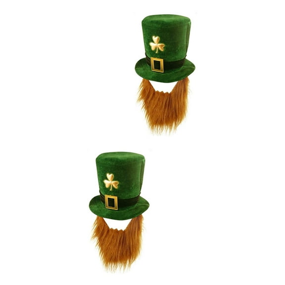 2 My Costume Wigs Green Leprechaun Top Hat, New Trend Irish St. Patrick's Day Hat With Beard Unisex Hat Beard (2024)