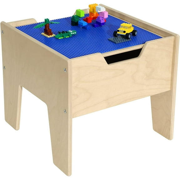 Contender C991300-B 2-N-1 Activity Table with Blue Lego Compatible Top for Toddlers and Preschool - RTA