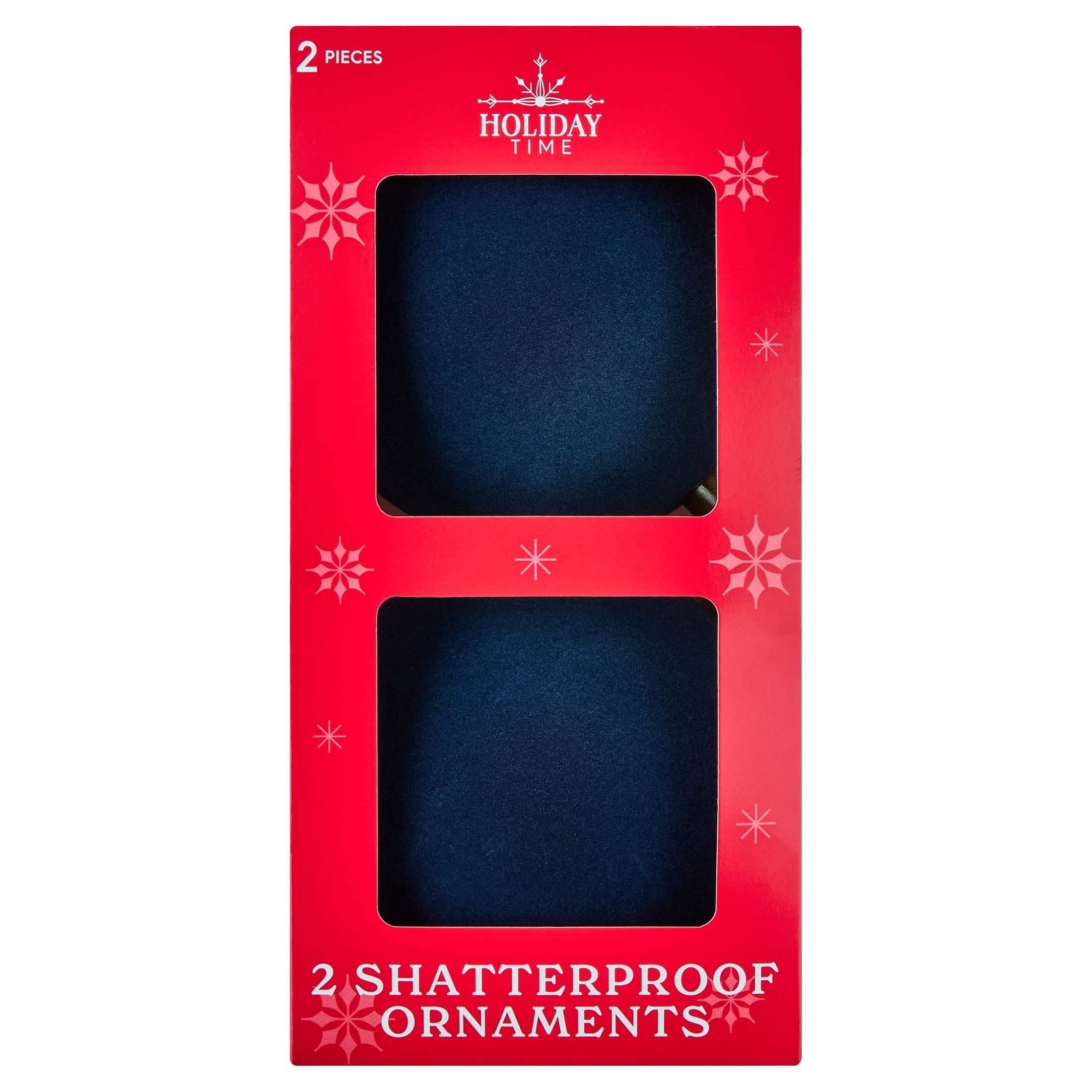 2-Count Dark Blue Jumbo Velvet-Feel Ball Shatterproof Christmas Ornaments, 7", by Holiday Time