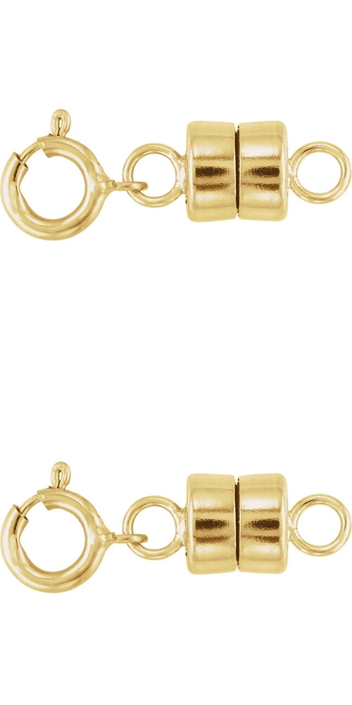 2 - NEW 14K Yellow Gold Filled Round Magnetic Clasp with Spring Ring For Necklaces, Bracelets, And Anklets.