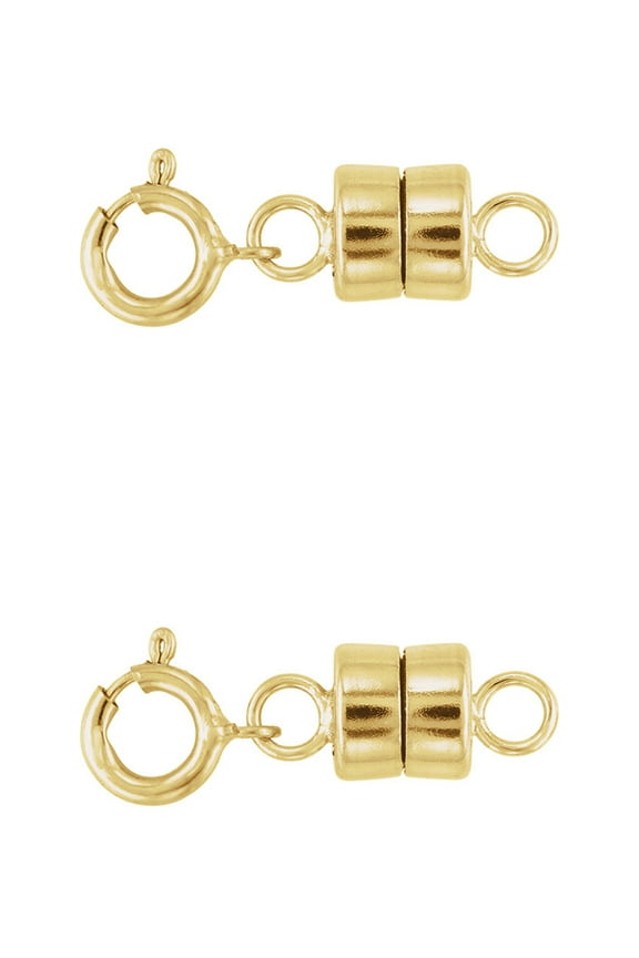 2 - NEW 14K Yellow Gold Filled Round Magnetic Clasp with Spring Ring For Necklaces, Bracelets, And Anklets.