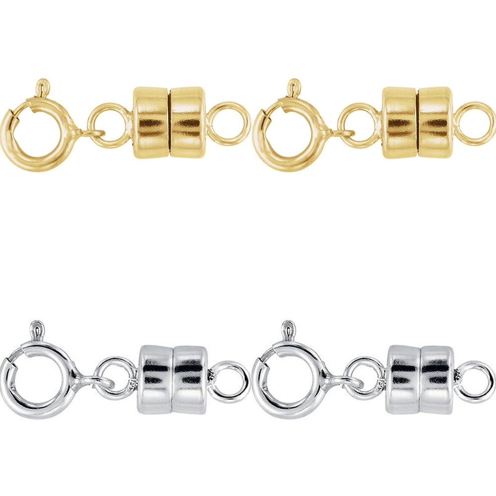 JEWELRY BY SWEET PEA 2 NEW 14k Yellow Gold Filled and 2 NEW .925 Sterling Silver Barrel Magnetic Converter Necklace Clasp