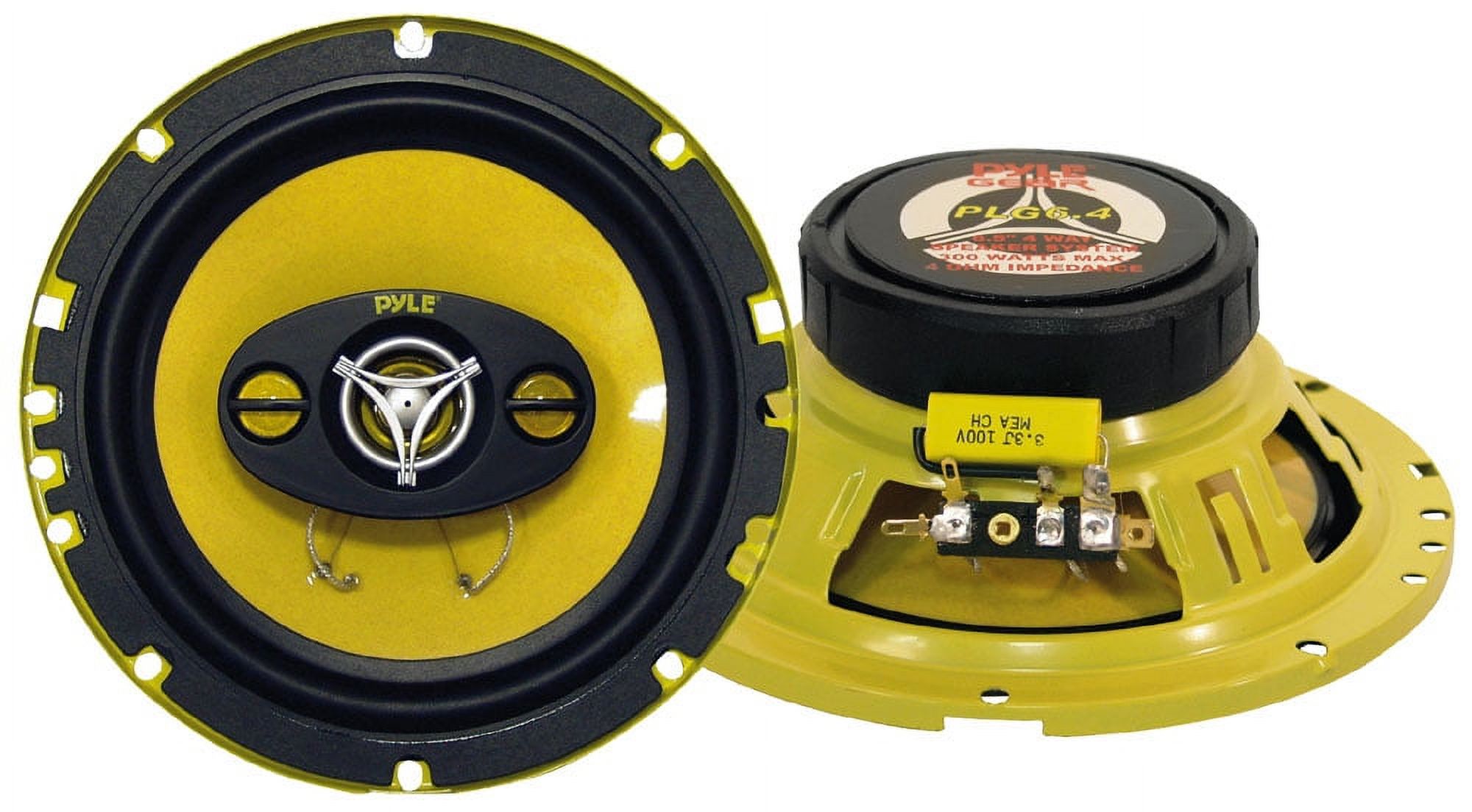 2) NEW PYLE PLG6.4 6.5" 300w 4-Way Car Audio Coaxial Speakers Stereo Yellow - image 1 of 3